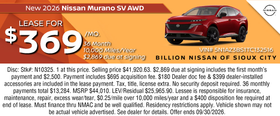 26SEP_BNSC_LEASE_NEW 2026 NISSAN MURANO SV