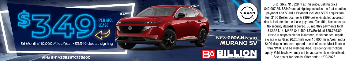 26OCT_BNSC_LEASE_NEW 2026 NISSAN MURANO SV