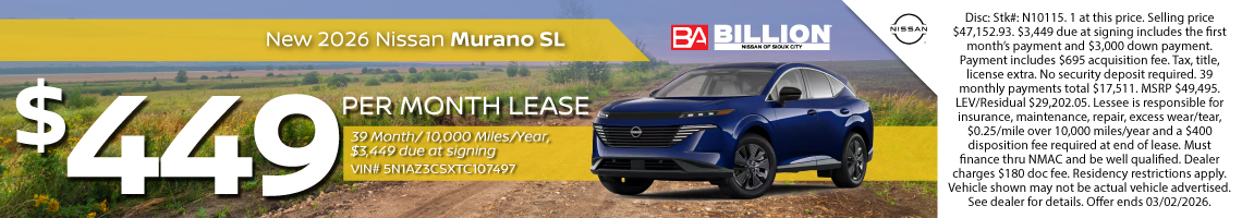 26FEB_BNSC_LEASE_NEW 2026 NISSAN MURANO SL