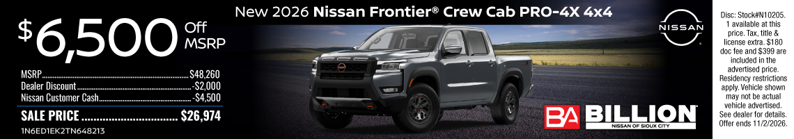 26OCT_BNSC_NEW 2026 NISSAN FRONTIER PRO-4X CREW CAB
