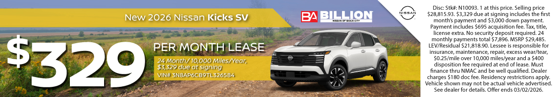 26FEB_BNSC_LEASE_NEW 2026 NISSAN KICKS SV