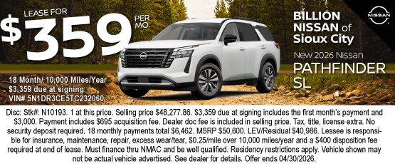 26APR_BNSC_LEASE_NEW 2026 NISSAN PATHFINDER SL