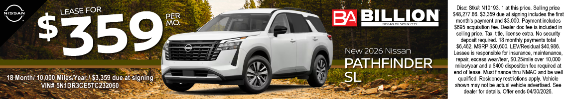 26APR_BNSC_LEASE_NEW 2026 NISSAN PATHFINDER SL