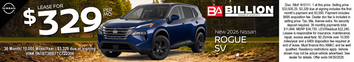 26APR_BNSC_LEASE_NEW 2026 NISSAN ROGUE SV