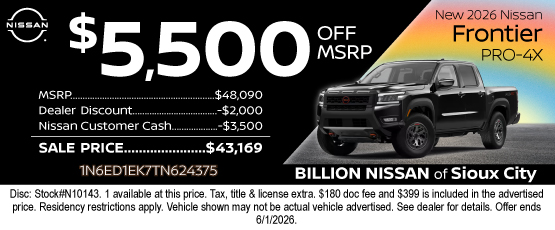 26MAY_BNSC_MSRP_NEW 2026 NISSAN FRONTIER PRO-4X