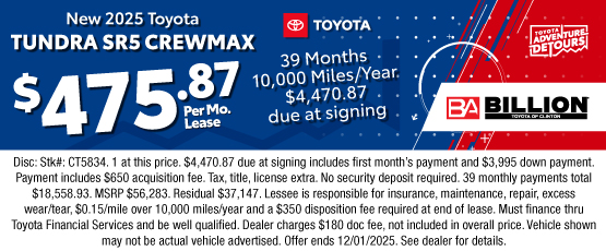 25NOV_BTYC_LEASE_NEW 2025 TOYOTA TUNDRA SR5 CREWMAX