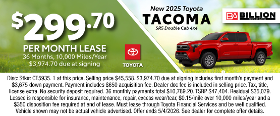 26APR_BTYC_LEASE_NEW 2025 TOYOTA TACOMA SR5 DOUBLE CAB