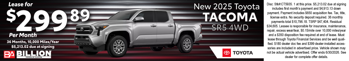 26JUN_BTYC_LEASE_NEW 2025 TOYOTA TACOMA SR5