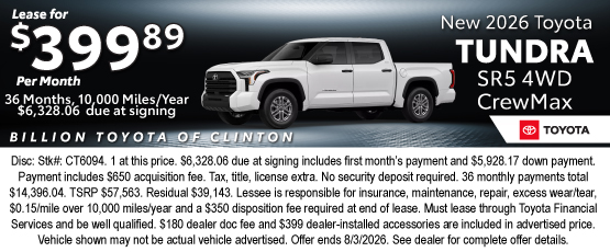 26JUL_BTYC_LEASE_NEW 2026 TOYOTA TUNDRA SR5 CREWMAX