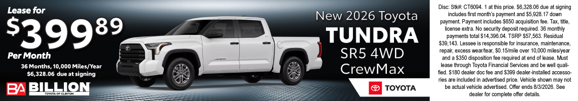 26JUL_BTYC_LEASE_NEW 2026 TOYOTA TUNDRA SR5 CREWMAX