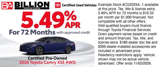 26SEP_BTYC_CERTIFIED_2026 TOYOTA CAMRY XSE