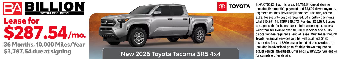 26SEP_BTYC_LEASE_NEW 2026 TOYOTA TACOMA SR5