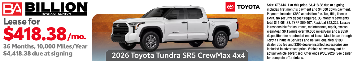 26SEP_BTYC_LEASE_NEW 2026 TOYOTA TUNDRA SR5 CREWMAX
