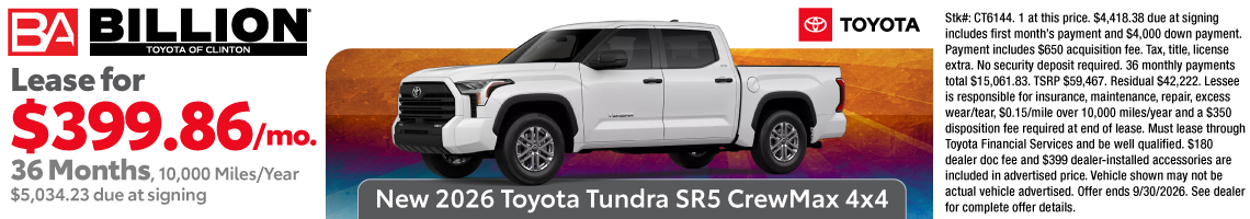 26OCT_BTYC_LEASE_NEW 2026 TOYOTA TUNDRA SR5 CREWMAX