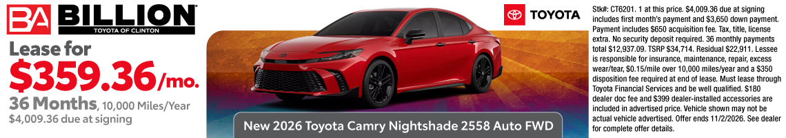 26OCT_BTYC_LEASE_NEW 2026 TOYOTA CAMRY NIGHTSHADE