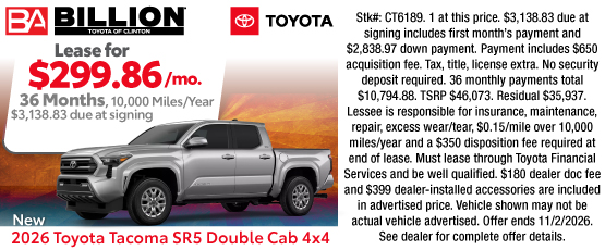 26OCT_BTYC_LEASE_NEW 2026 TOYOTA TACOMA SR5 DOUBLE CAB