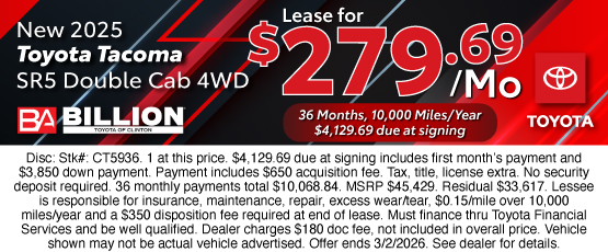 26FEB_BTYC_LEASE_NEW 2025 TOYOTA TACOMA SR5 DOUBLE CAB