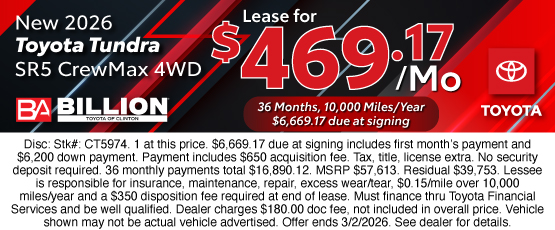 26FEB_BTYC_LEASE_NEW 2026 TOYOTA TUNDRA SR5 CREWMAX