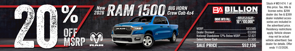 26OCT_BWC_NEW 2026 RAM 1500 BIG HORN CREW CAB