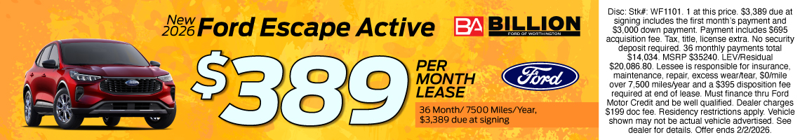 New 2026 Ford Escape Active