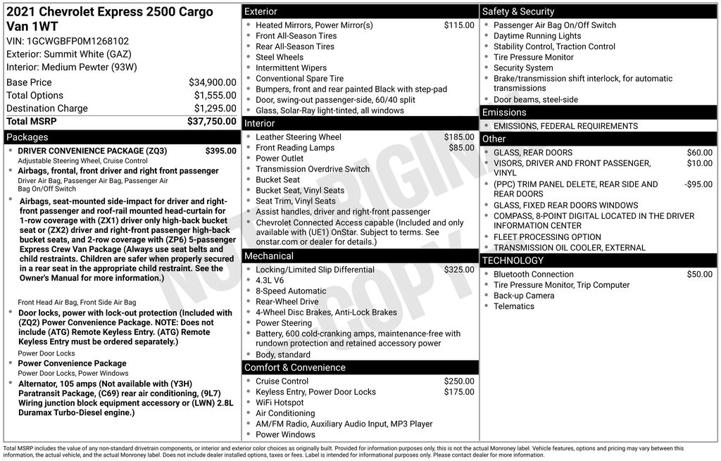 2021 Chevrolet Express 2500