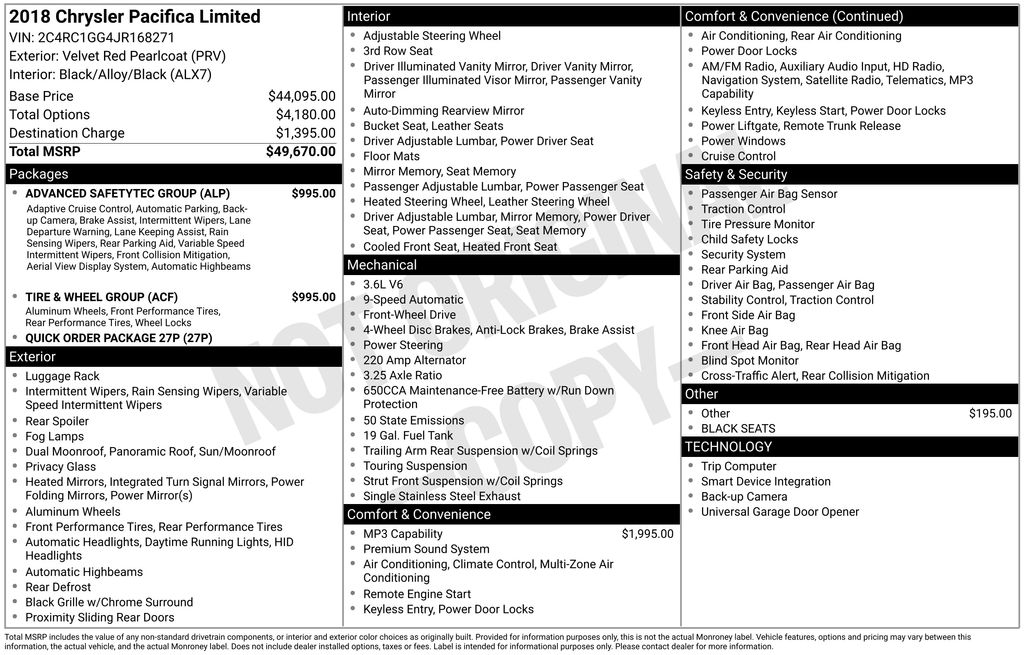 2018 Chrysler Pacifica