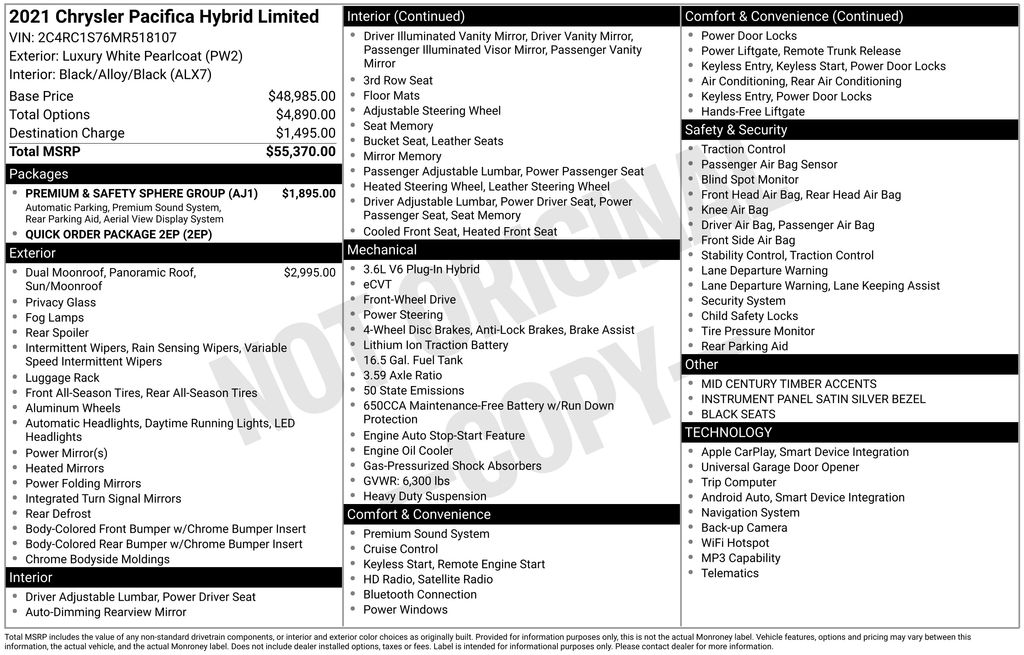2021 Chrysler Pacifica Hybrid