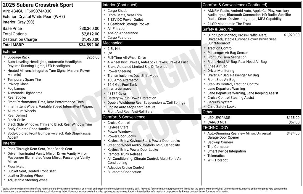 2025 Subaru Crosstrek