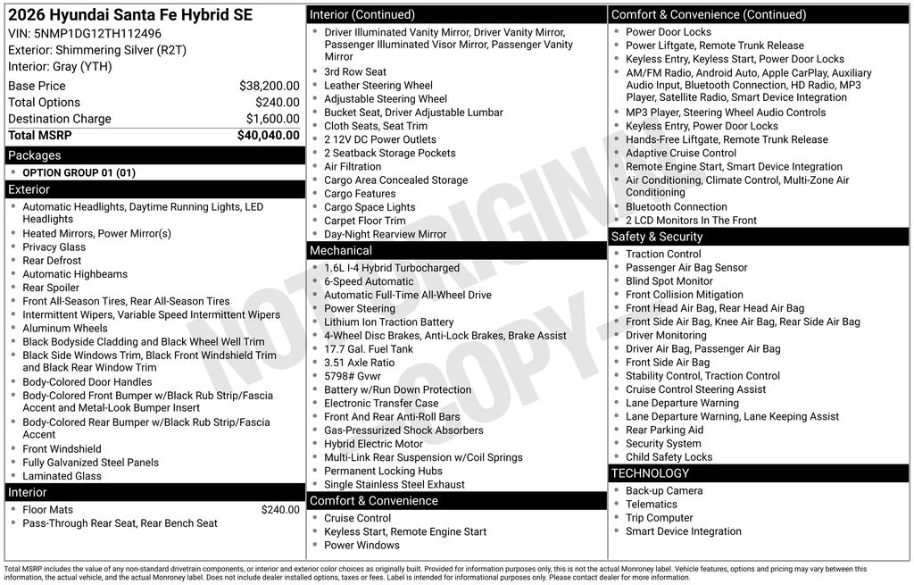 2026 Hyundai Santa Fe Hybrid