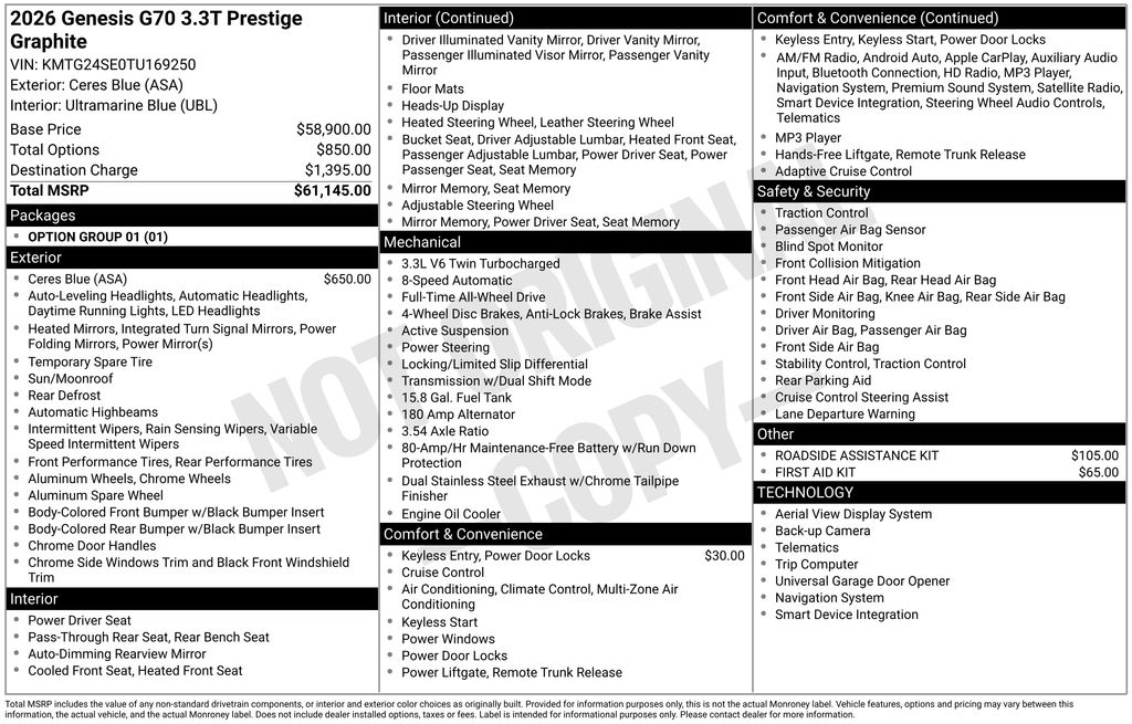 2026 Genesis G70