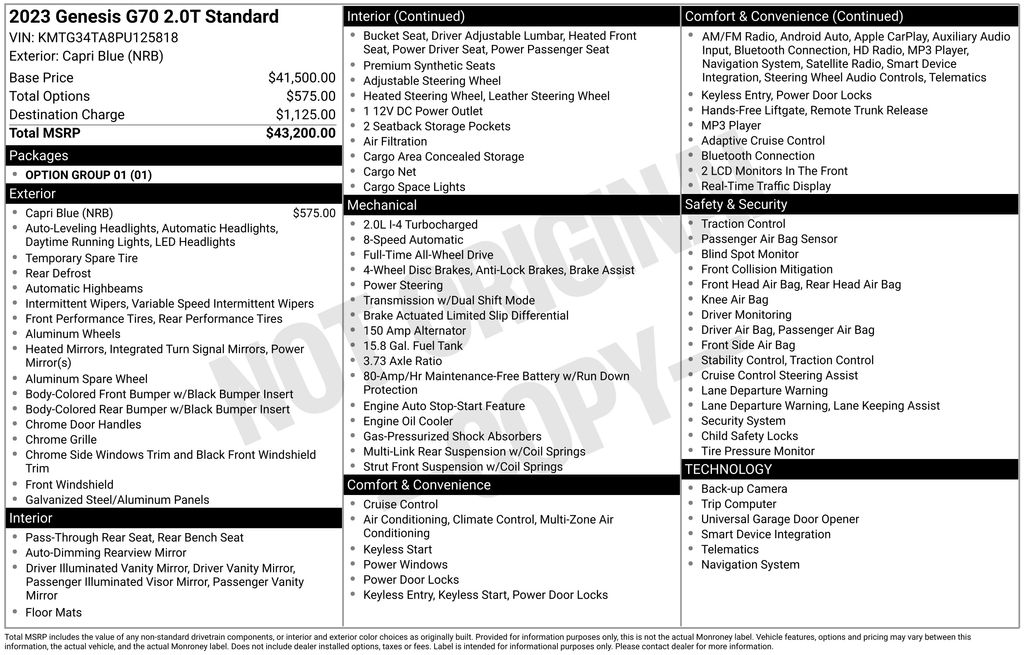 2023 Genesis G70