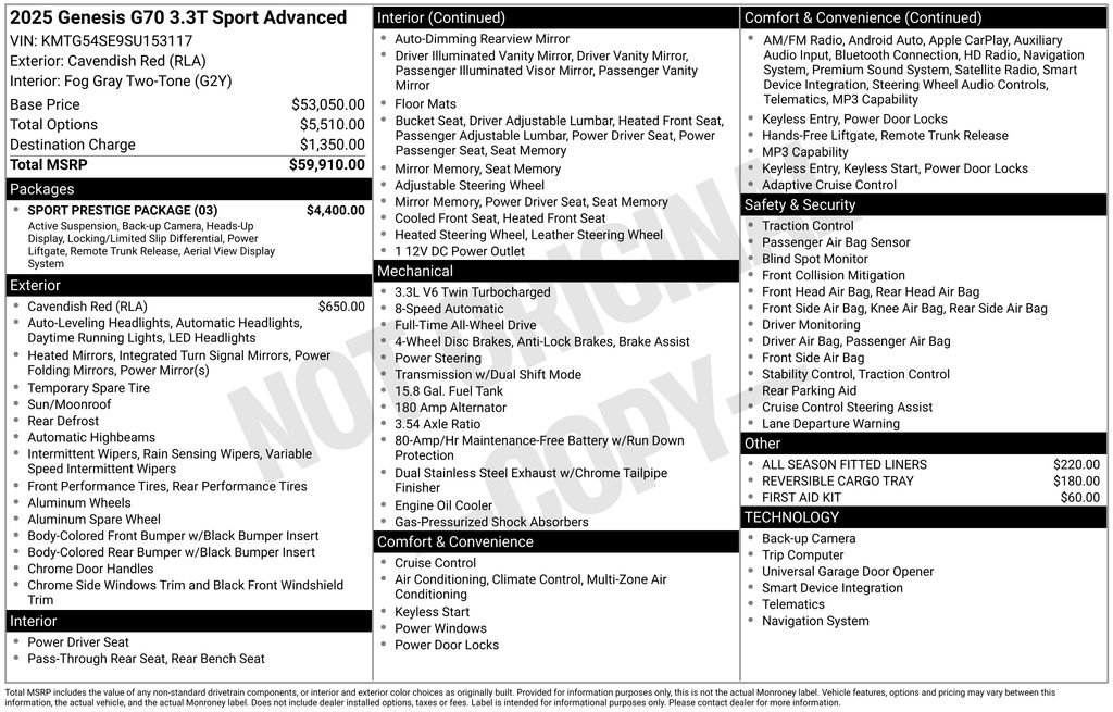 2025 Genesis G70