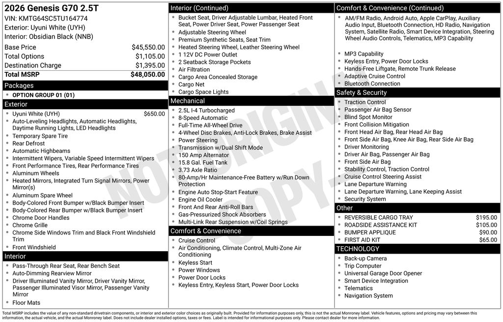 2026 Genesis G70