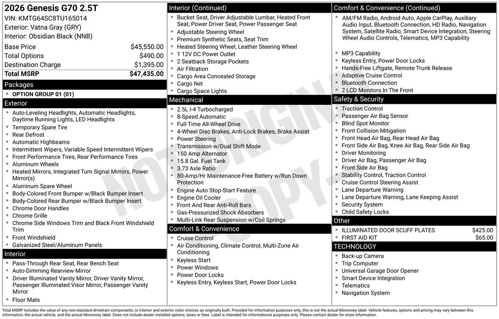 2026 Genesis G70
