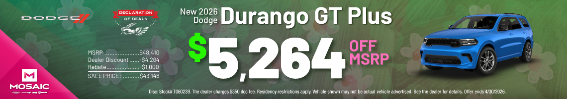 26APR_MCDJR_MSRP_NEW 2026 DODGE DURANGO GT PLUS