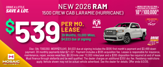 26MAY_MCDJR_LEASE_NEW 2026 RAM 1500 LARAMIE CREW CAB