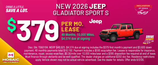 26MAY_MCDJR_LEASE_NEW 2026 JEEP GLADIATOR SPORT S
