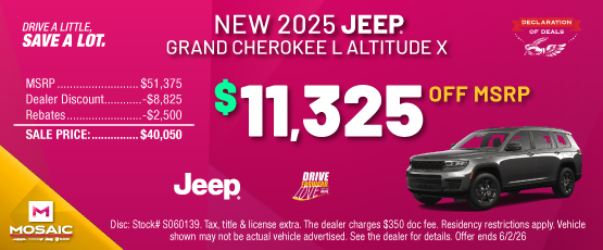 26MAY_MCDJR_MSRP_NEW 2025 JEEP GRAND CHEROKEE L ALTITUDE X