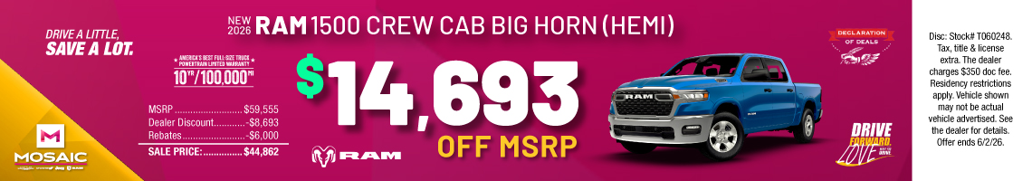 26MAY_MCDJR_MSRP_NEW 2026 RAM 1500 BIG HORN CREW CAB