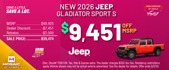 26MAY_MCDJR_MSRP_NEW 2026 JEEP GLADIATOR SPORT S