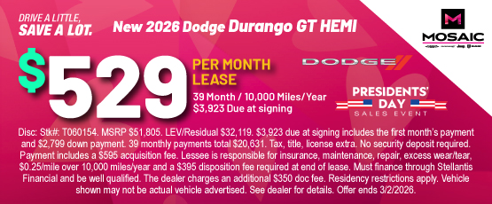 26FEB_MCDJR_LEASE_NEW 2026 DODGE DURANGO GT HEMI