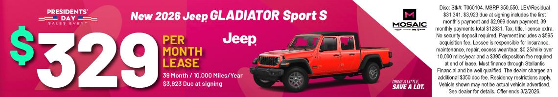 26FEB_MCDJR_LEASE_NEW 2026 JEEP GLADIATOR SPORT S
