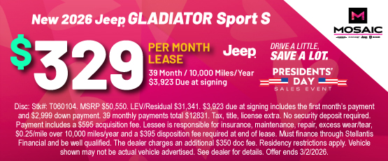26FEB_MCDJR_LEASE_NEW 2026 JEEP GLADIATOR SPORT S