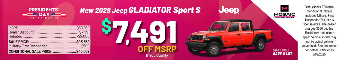 26FEB_MCDJR_MSRP_NEW 2026 JEEP GLADIATOR SPORT S