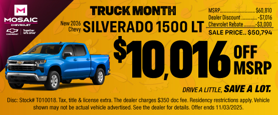 25OCT_MCHEV_MSRP_NEW 2026 CHEVY SILVERADO 1500 LT