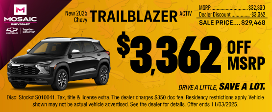 25OCT_MCHEV_MSRP_NEW 2025 CHEVY TRAILBLAZER ACTIV