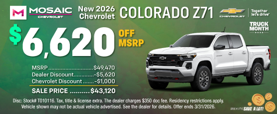 26MAR_MCHEV_MSRP_NEW 2026 CHEVROLET COLORADO Z71