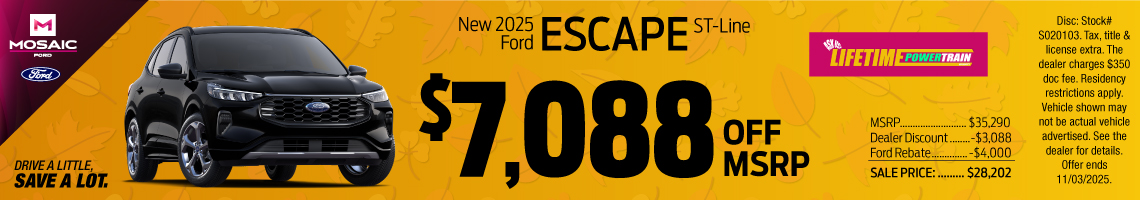 25OCT_MFORD_MSRP_NEW 2025 FORD ESCAPE ST-LINE