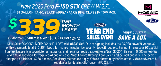 25DEC_MFORD_LEASE_NEW 2025 FORD F-150 STX CREW W 2.7L
